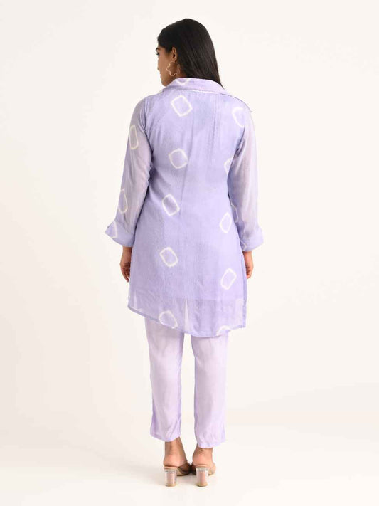 Lilac Shibori printed co-ord set