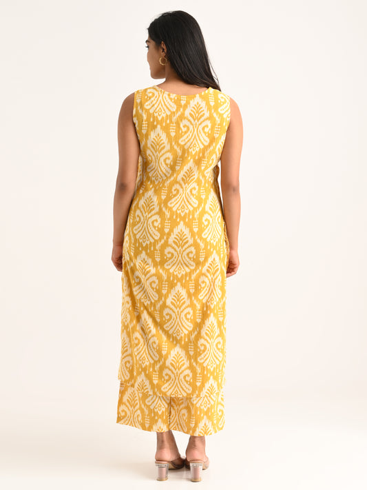 Mustard Sleeveless Printed Co-ord Set