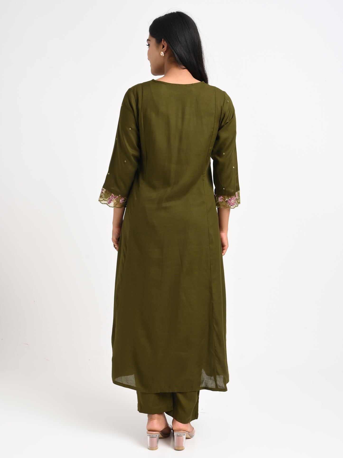 Embroidered Muslin Kurta Set with Dupatta