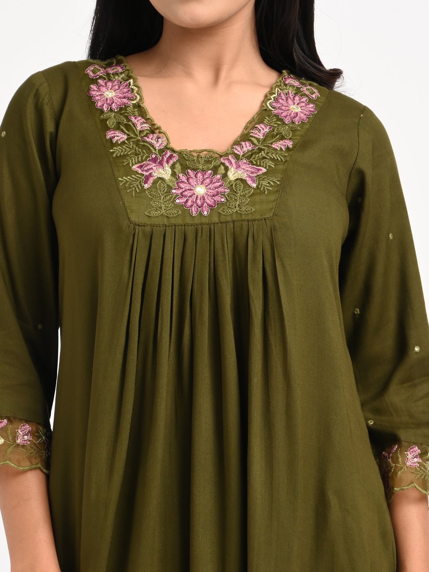 Embroidered Muslin Kurta Set with Dupatta