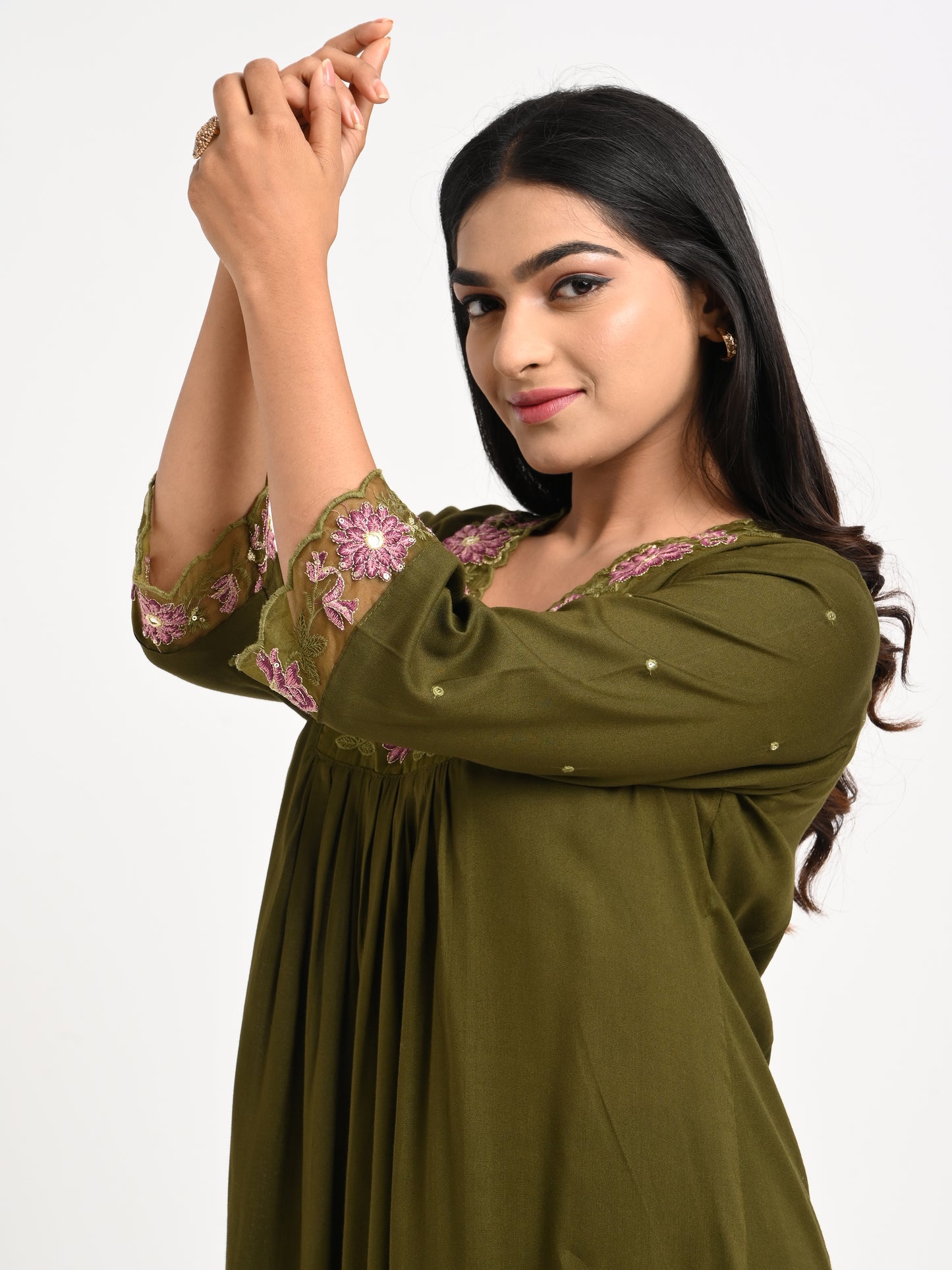 Embroidered Muslin Kurta Set with Dupatta