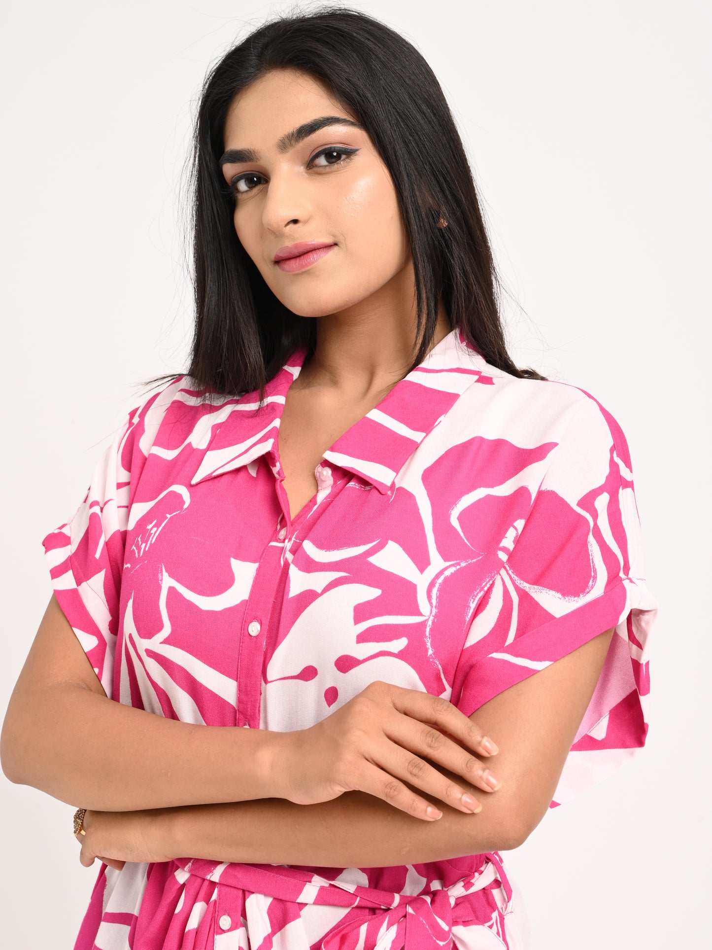 Belted floral Kaftan dress