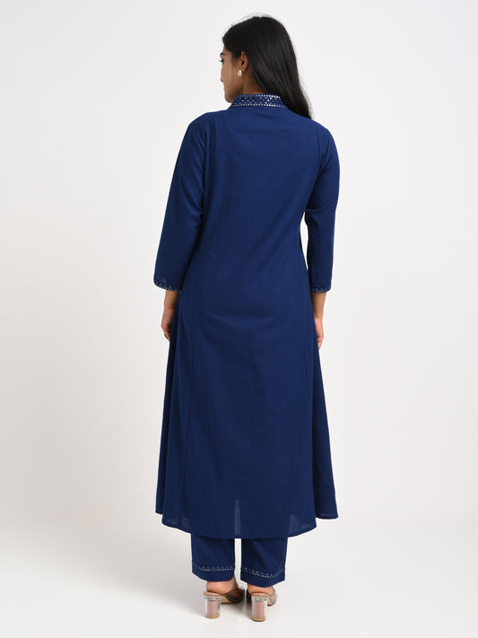 Midnight Blue Embroidered Kurta Set