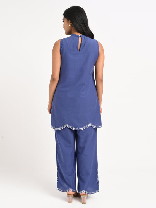 Indigo Blue Embroidered Co-ord Set