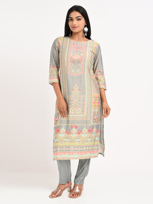 Printed Suit Set with Dupatta