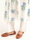 White Floral Handblock Pleated Kurta Set