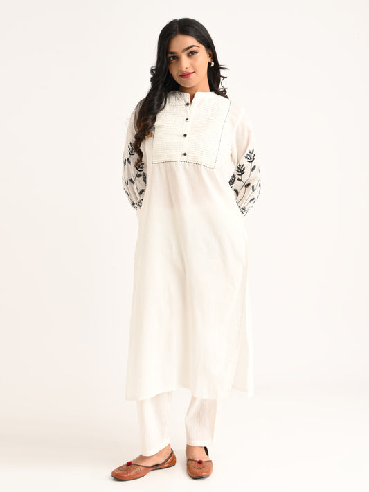 Ivory Embroidered Kurta Set