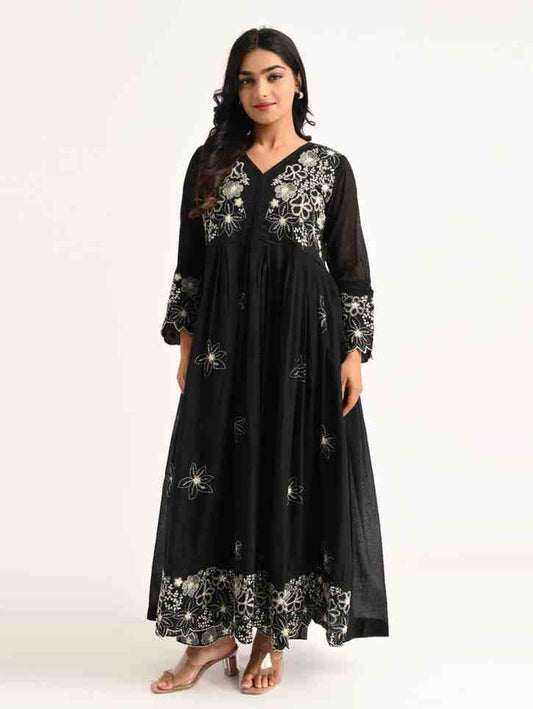 Black Floral Embriodered Anarakali