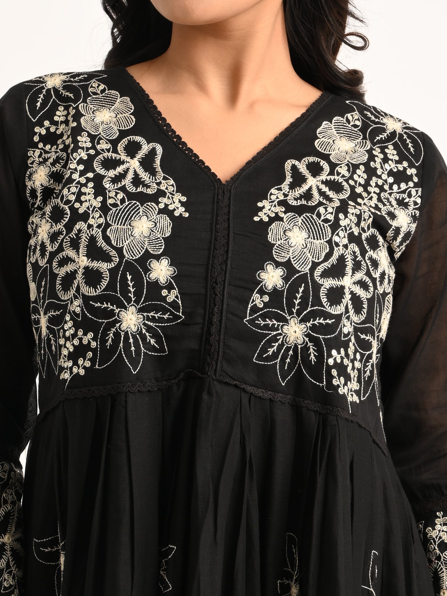 Black Floral Embriodered Anarakali