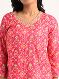 Pink Patola set with gota embroidery