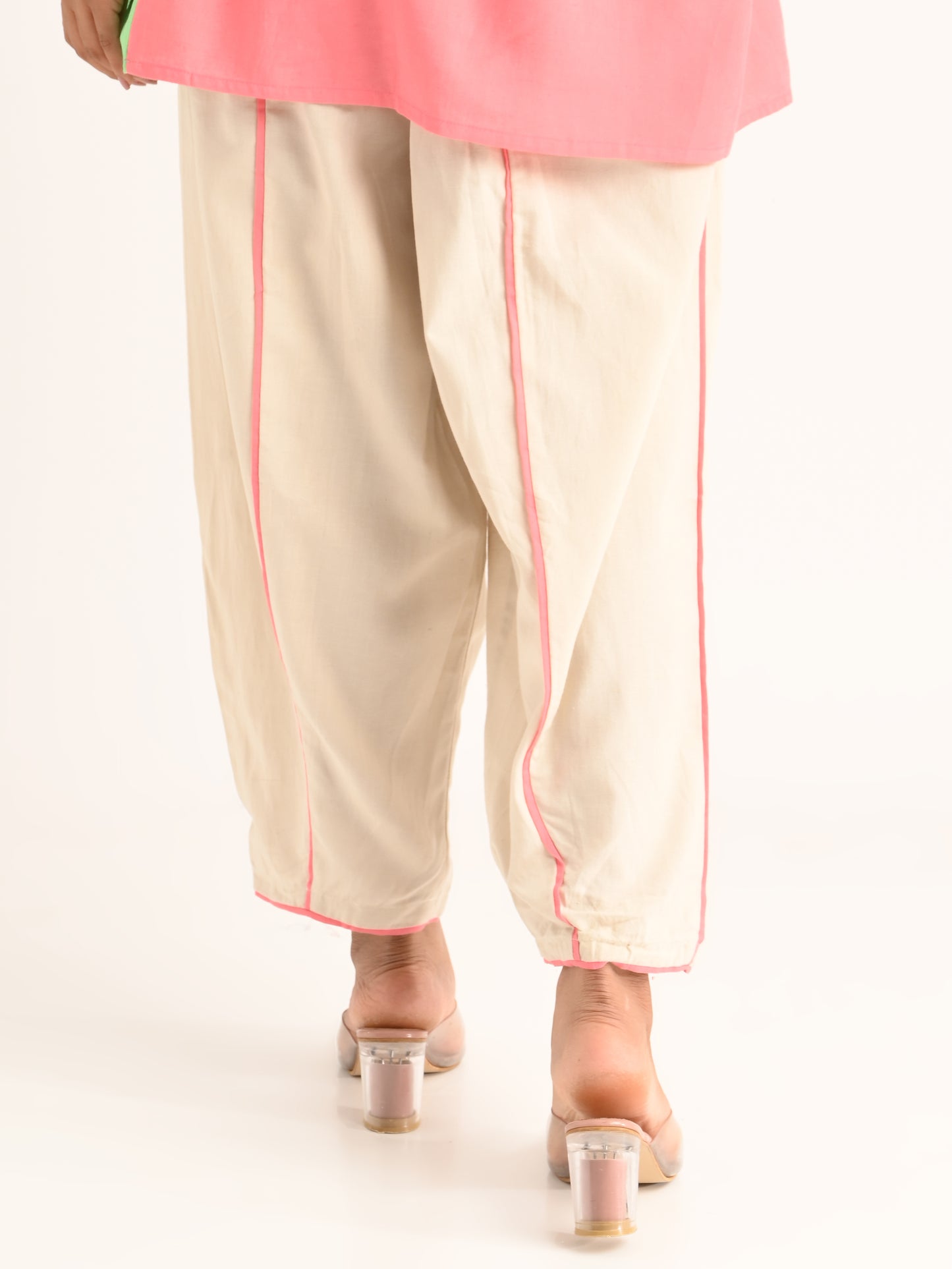 Beige & Pink Colorblock Co-ord Set