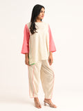 Beige & Pink Colorblock Co-ord Set