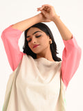 Beige & Pink Colorblock Co-ord Set
