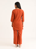 Rust Orange Embroidered Co-ord Set