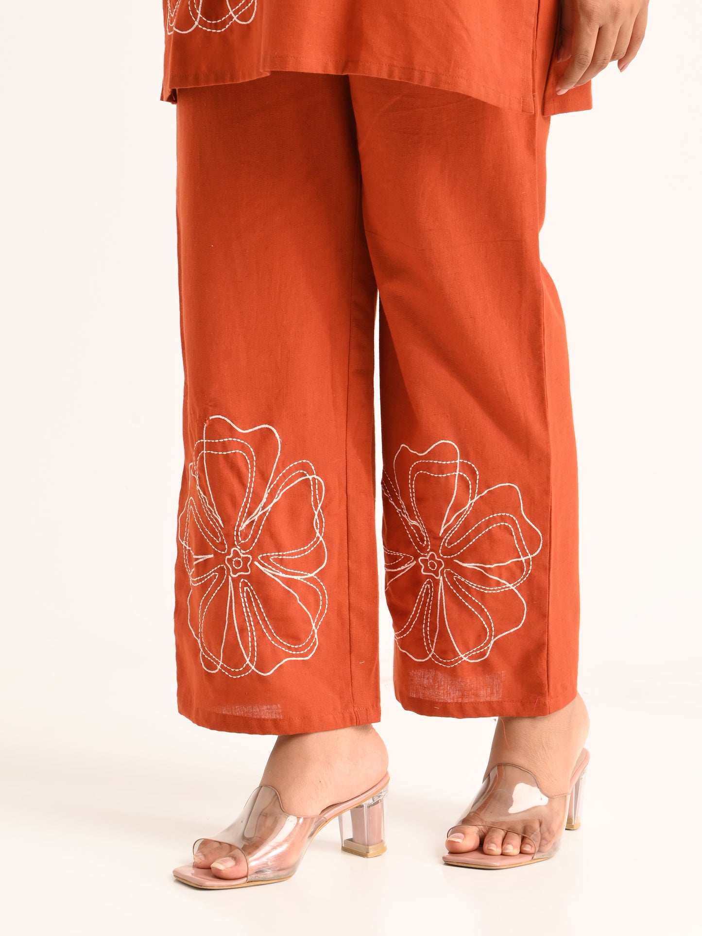 Rust Orange Embroidered Co-ord Set