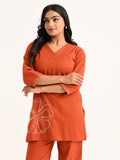 Rust Orange Embroidered Co-ord Set