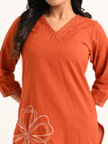 Rust Orange Embroidered Co-ord Set