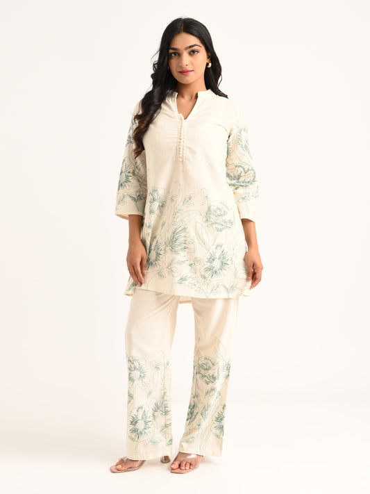 Ivory Floral Printed Co-ord Set