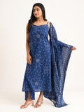 Indigo Blue Spaghetti Kurta Set with Dupatta