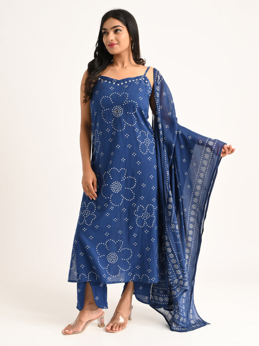 Indigo Blue Spaghetti Kurta Set with Dupatta