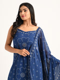 Indigo Blue Spaghetti Kurta Set with Dupatta