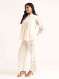 White Pintuck Top Embroidered Co-ord Set