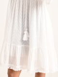 White Flared Short Dress with Colorful Embroidery