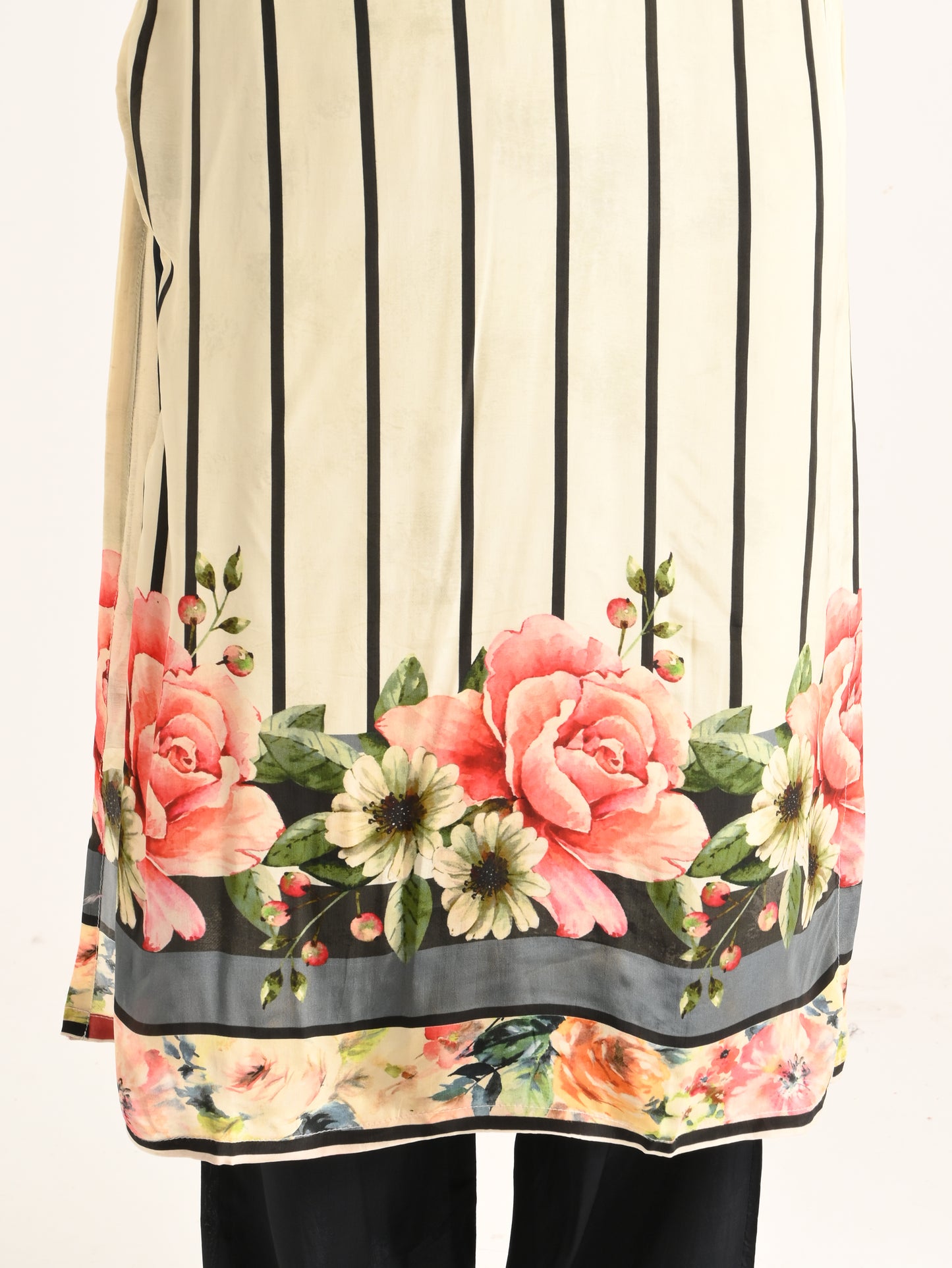 Floral Striped Kurta Set with Dupatta
