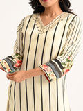 Floral Striped Kurta Set with Dupatta