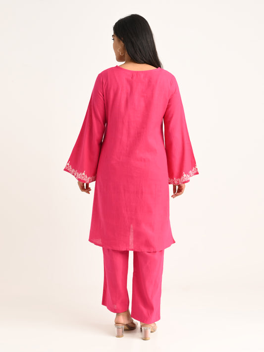 Pink Embroidered Kurta Set