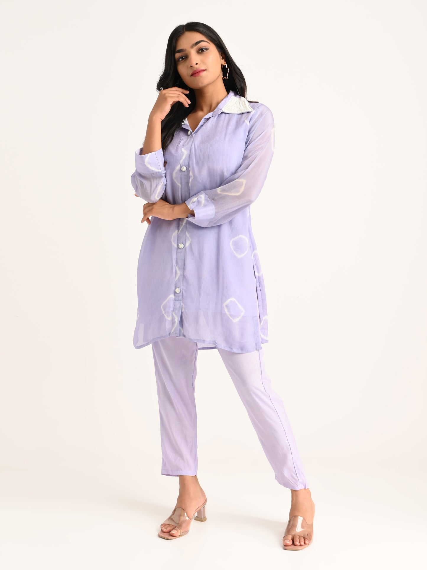 Lilac Shibori printed co-ord set