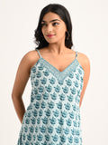 Azure Bloom Cotton Kurta Set