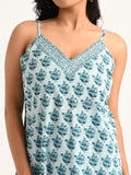 Azure Bloom Cotton Kurta Set