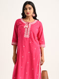 Fuchsia Threadwork Kurta Set