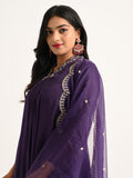 Zardosi & Cutdana Embroidered Flared Kurta Set in Deep Purple