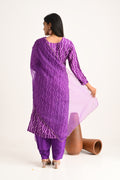 Purple Printed Kurta Set with Dupatta