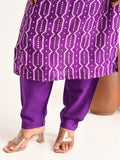 Purple Printed Kurta Set with Dupatta