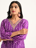 Purple Printed Kurta Set with Dupatta