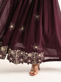 Wine Floral Embriodered Anarakali