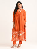 Rust Floral Yoke & Hem Kurta Set