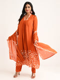 Rust Floral Yoke & Hem Kurta Set