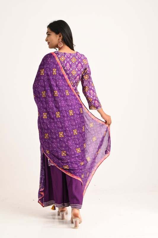 Purple Patola gota embroidered set