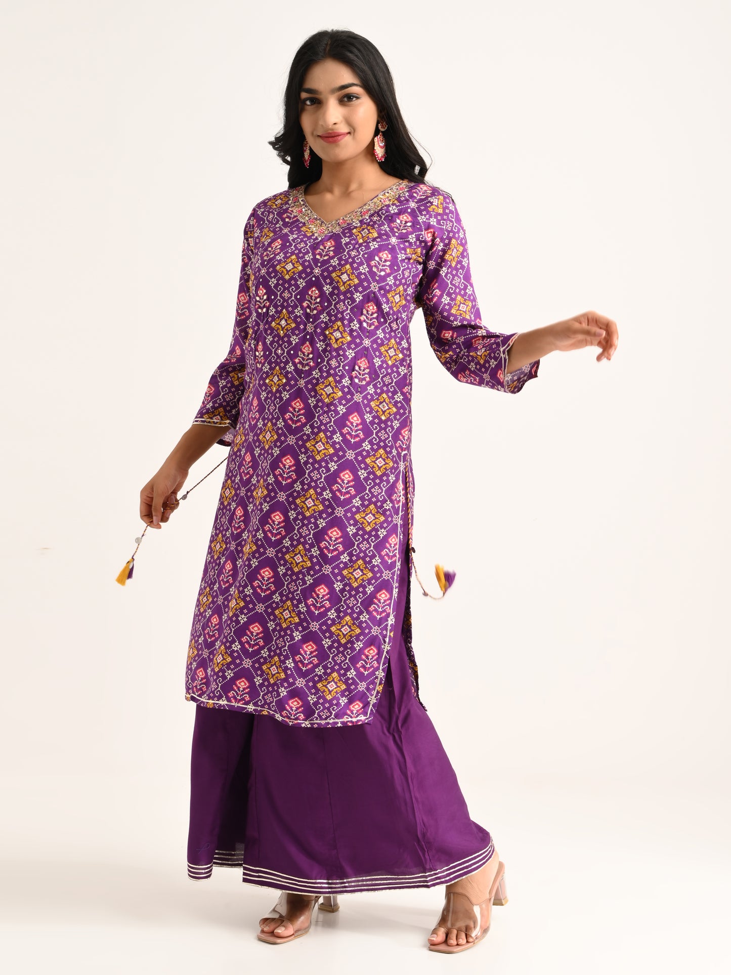 Purple Patola gota embroidered set