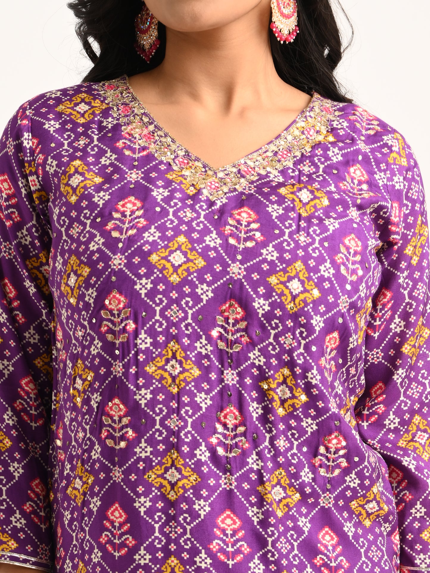 Purple Patola gota embroidered set