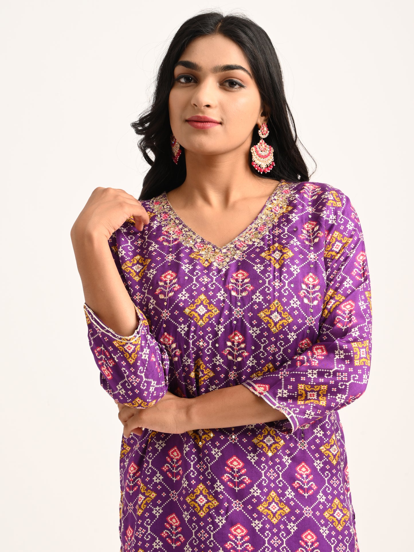 Purple Patola gota embroidered set