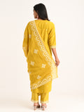 Yellow Threadwork Kurta Set