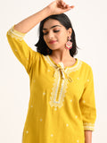 Yellow Threadwork Kurta Set