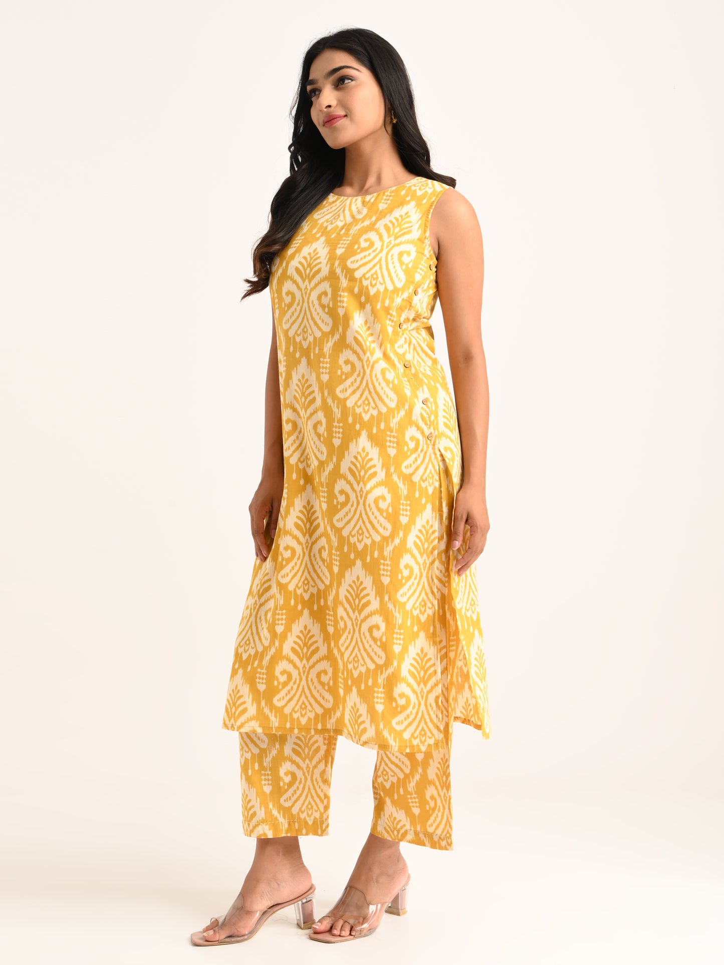 Mustard Sleeveless Printed Co-ord Set