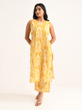 Mustard Sleeveless Printed Co-ord Set