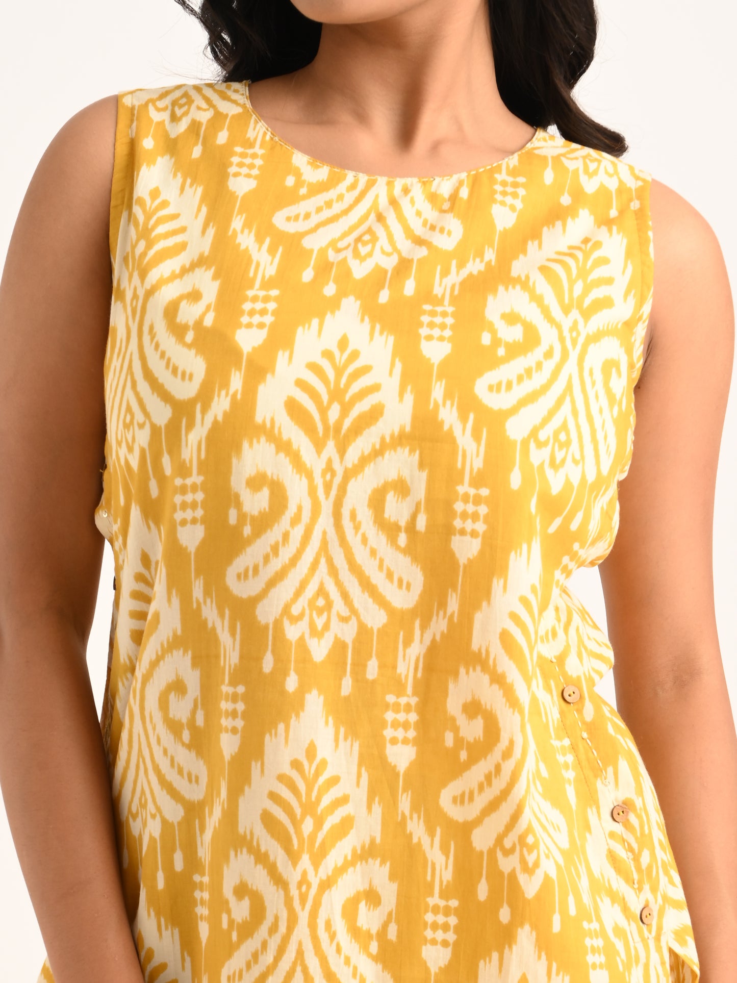 Mustard Sleeveless Printed Co-ord Set